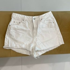 Topshop White High-Rise Denim Jean Shorts